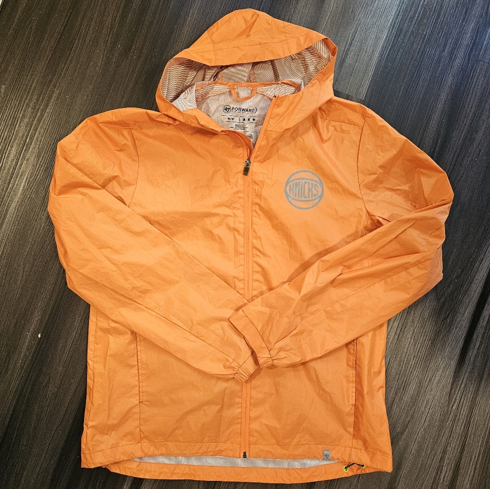 NEW YORK KNICKS Lightweight Windbreaker, Orange, Size Medium